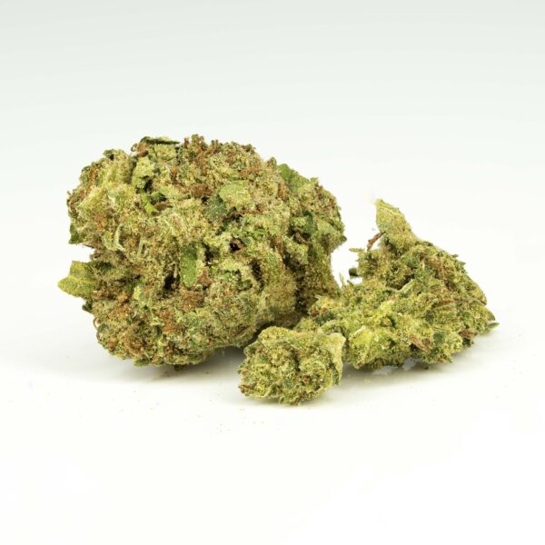 Dry cannabis buds on white background.