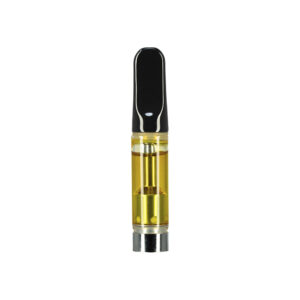 Cannabis oil cartridge isolated on white background.