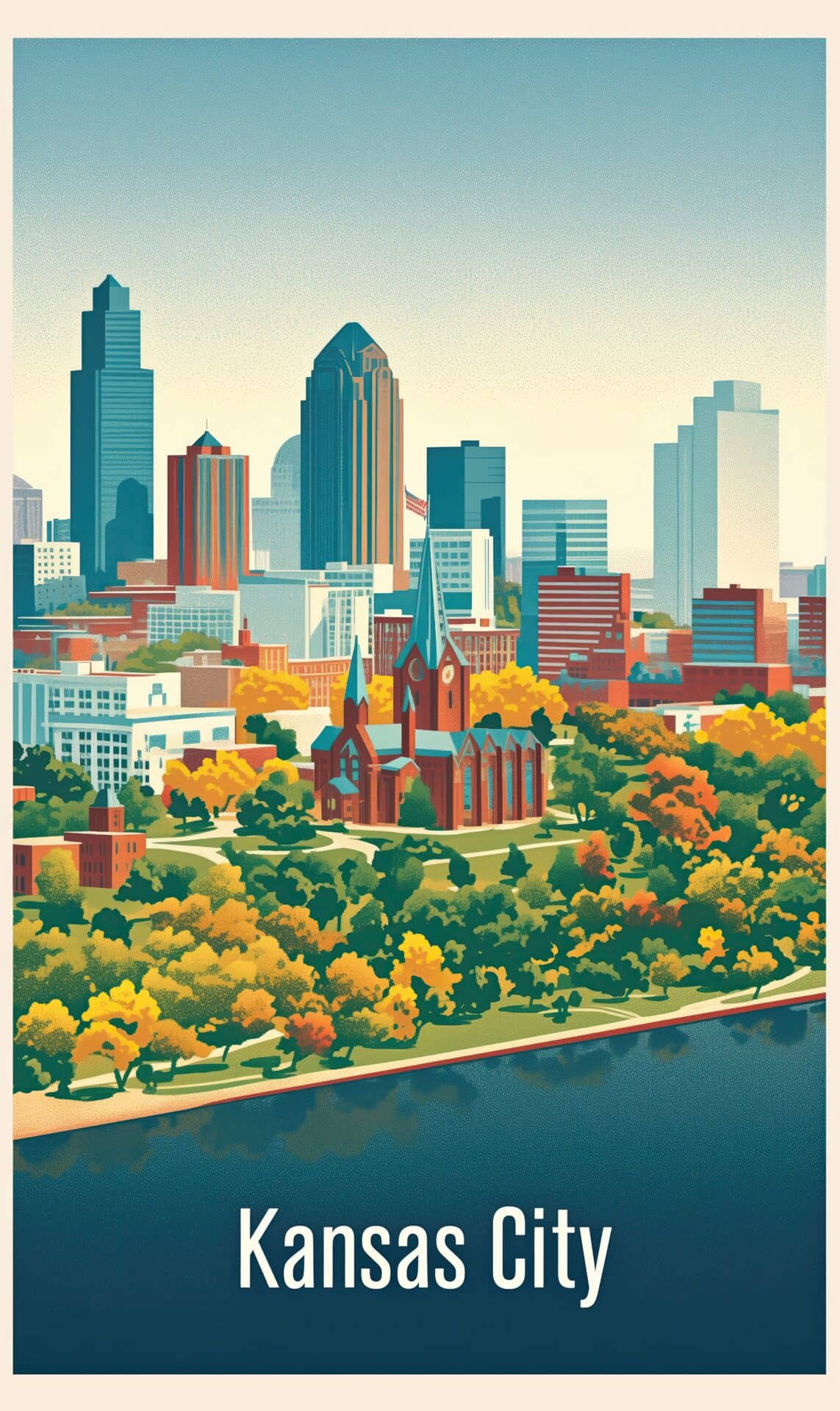 Lab-tested THCa flower shipped to kansas-city-skyline-showcases-retro-architecture-vibrant-fall-colors-along-waterfront